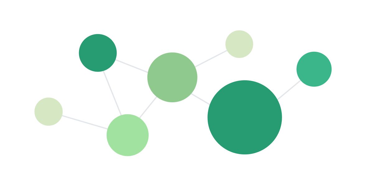 緑色の円がネットワーク状に接続され、パートナーシップや連携を象徴する図