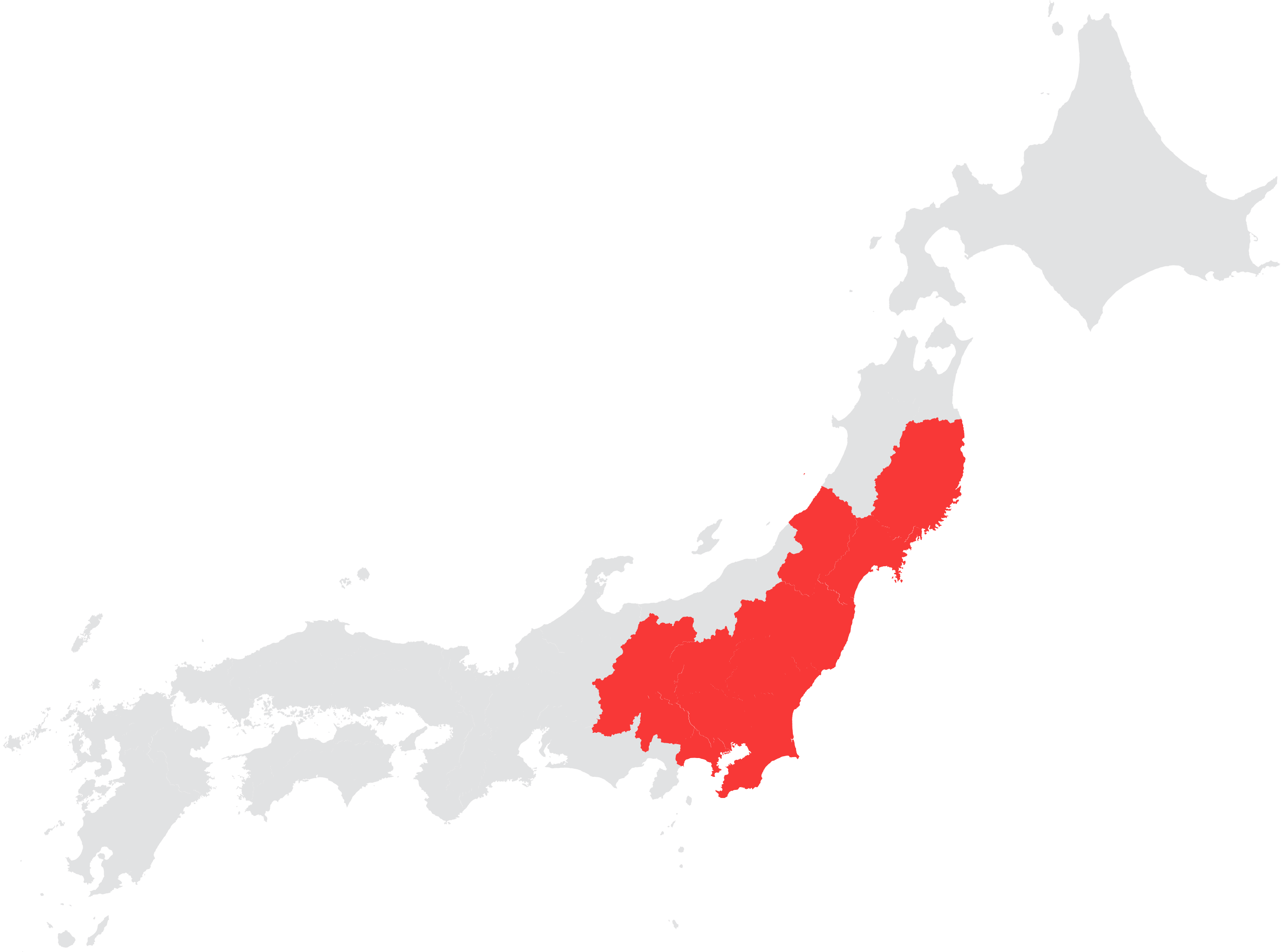 日本地図に対応エリアが色分けされているイラスト
